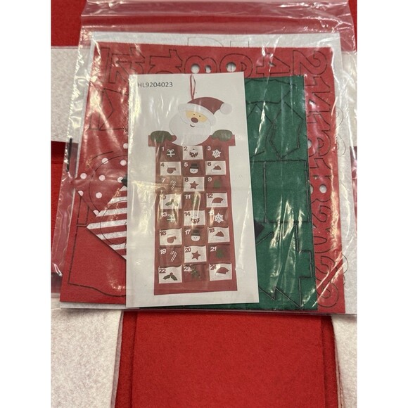Christmas Felt Pocket Advent Calendar Santa Craft 42” X 15” 24 Number & Icons - Picture 3 of 8
